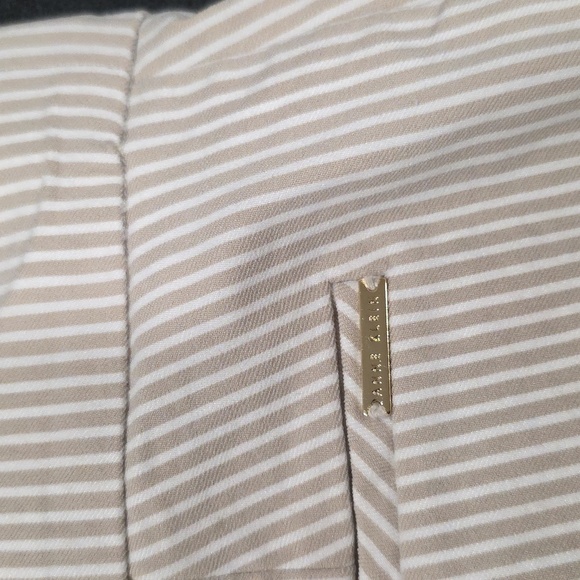 Anne Klein Beige & White Striped Straight Leg Pants. Size S - Picture 5 of 8